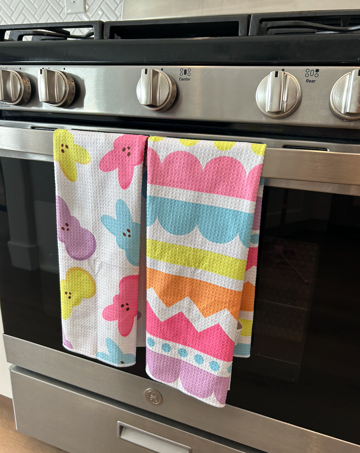 Easter Stripes Bloom Dish Towel