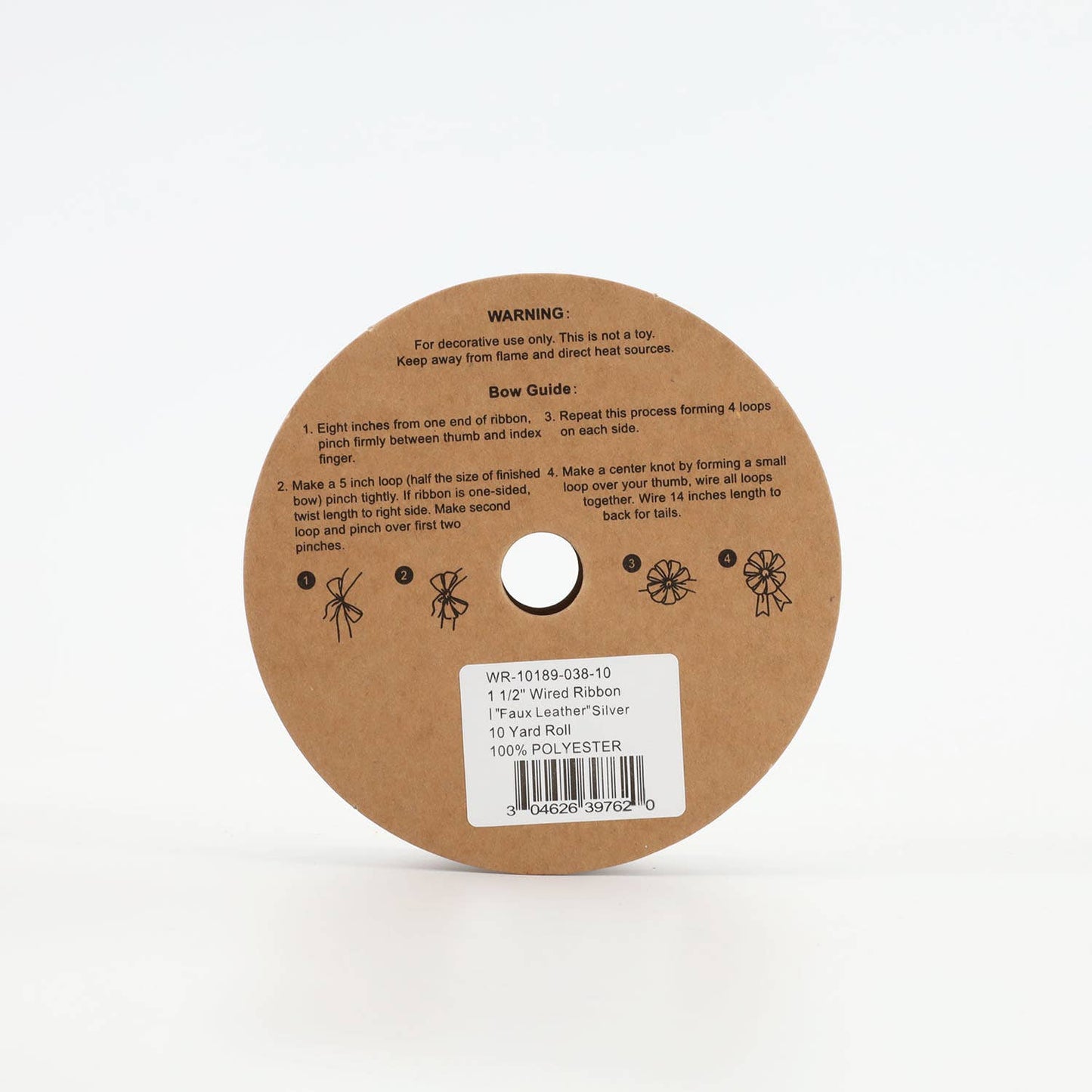 1 1/2" Wired Ribbon | "Faux Leather" Silver | 10 Yard Roll - Bria Blair Creative