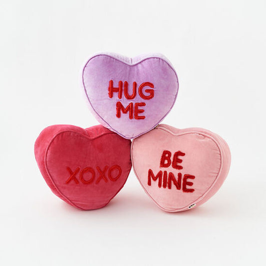 Embroidered Conversation Heart Pillow - 3 Assorted