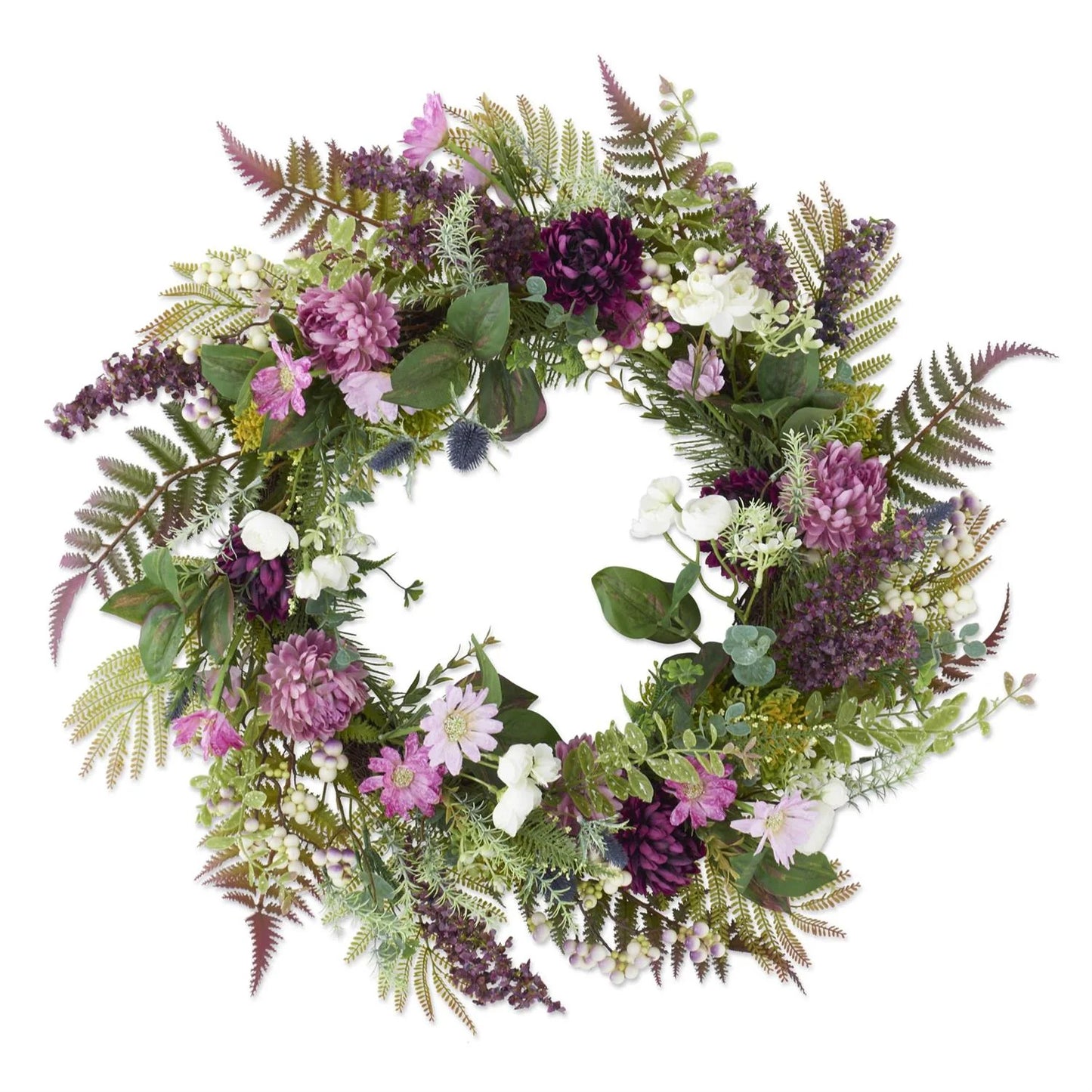 Purple & White Perennials Spring Wreath