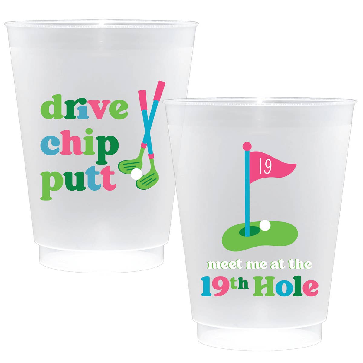 19th Hole Golf Shatterproof Frost Flex Plastic Cups (10) - Bria Blair Creative