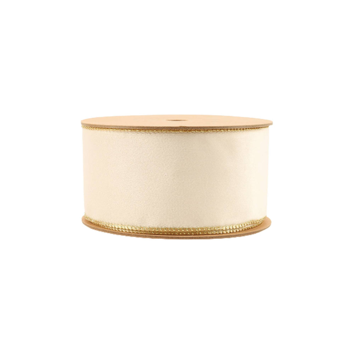 2 1/2" Reversible Classic Velvet Wired Ribbon | Ivory/Gold | 10 Yard Roll - Bria Blair Creative