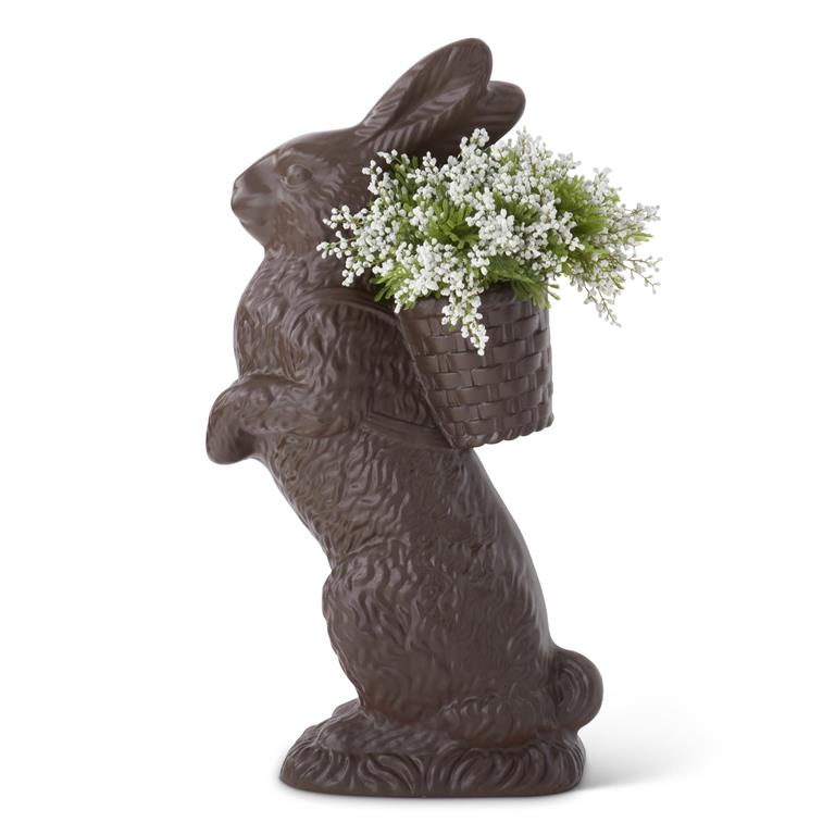 34.25 Inch Resin Chocolate Bunny w/Open Basket