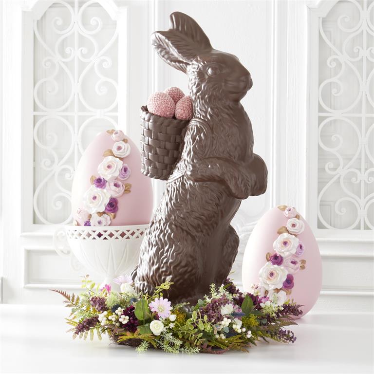 34.25 Inch Resin Chocolate Bunny w/Open Basket