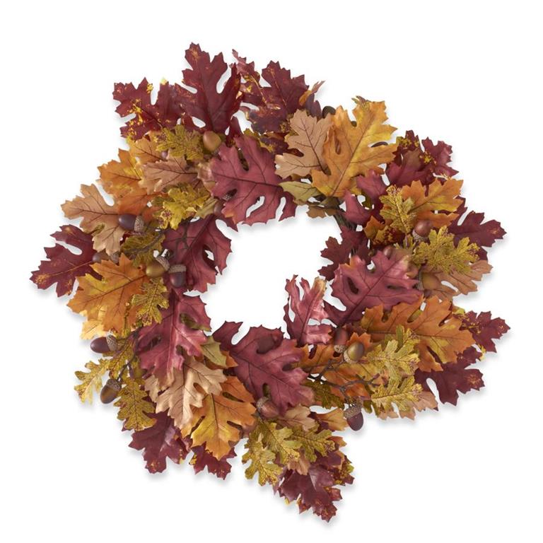 22 Inch Multi Color Fall Oak Leaves Wreath - Bria Blair Creative