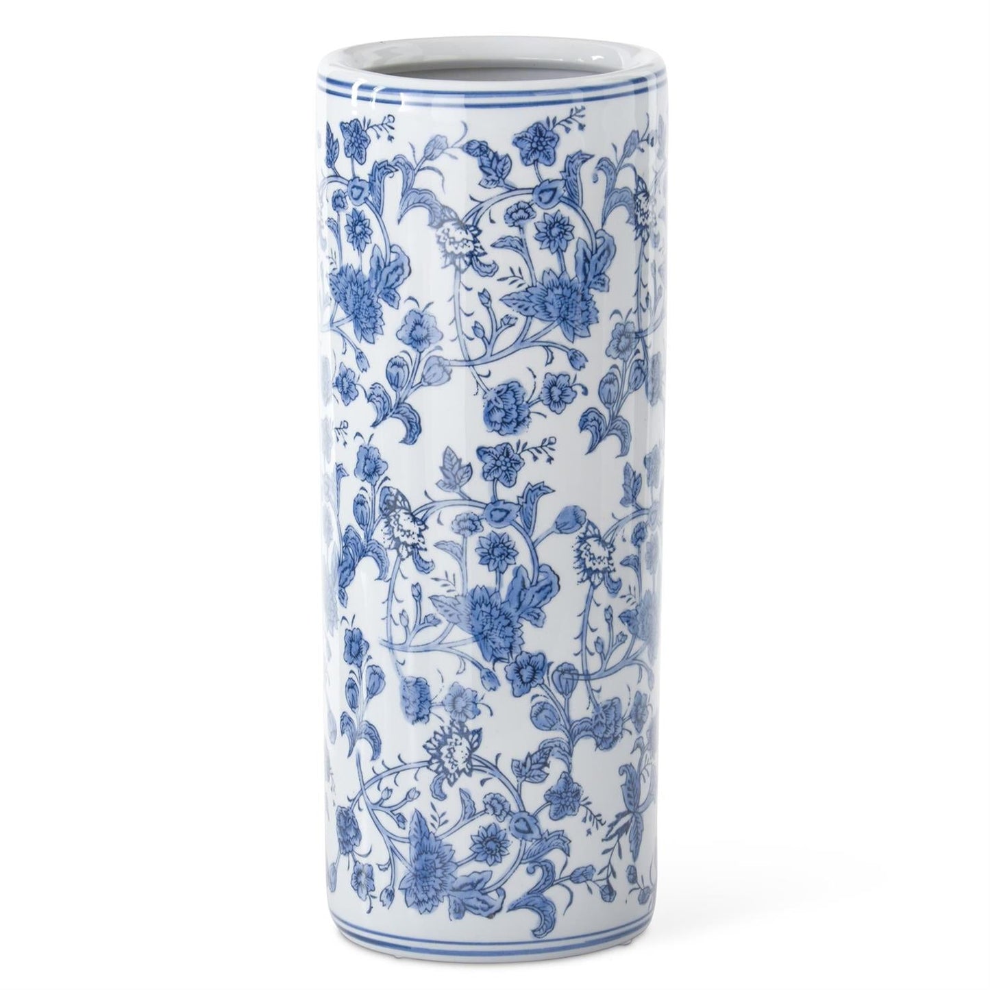 24.25 Inch Blue & White Chinoiserie Umbrella Stand - Bria Blair Creative