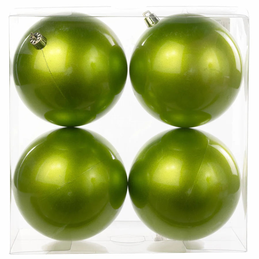 100mm Seamless Ball Ornament - 4 Pack - Apple Lime Green