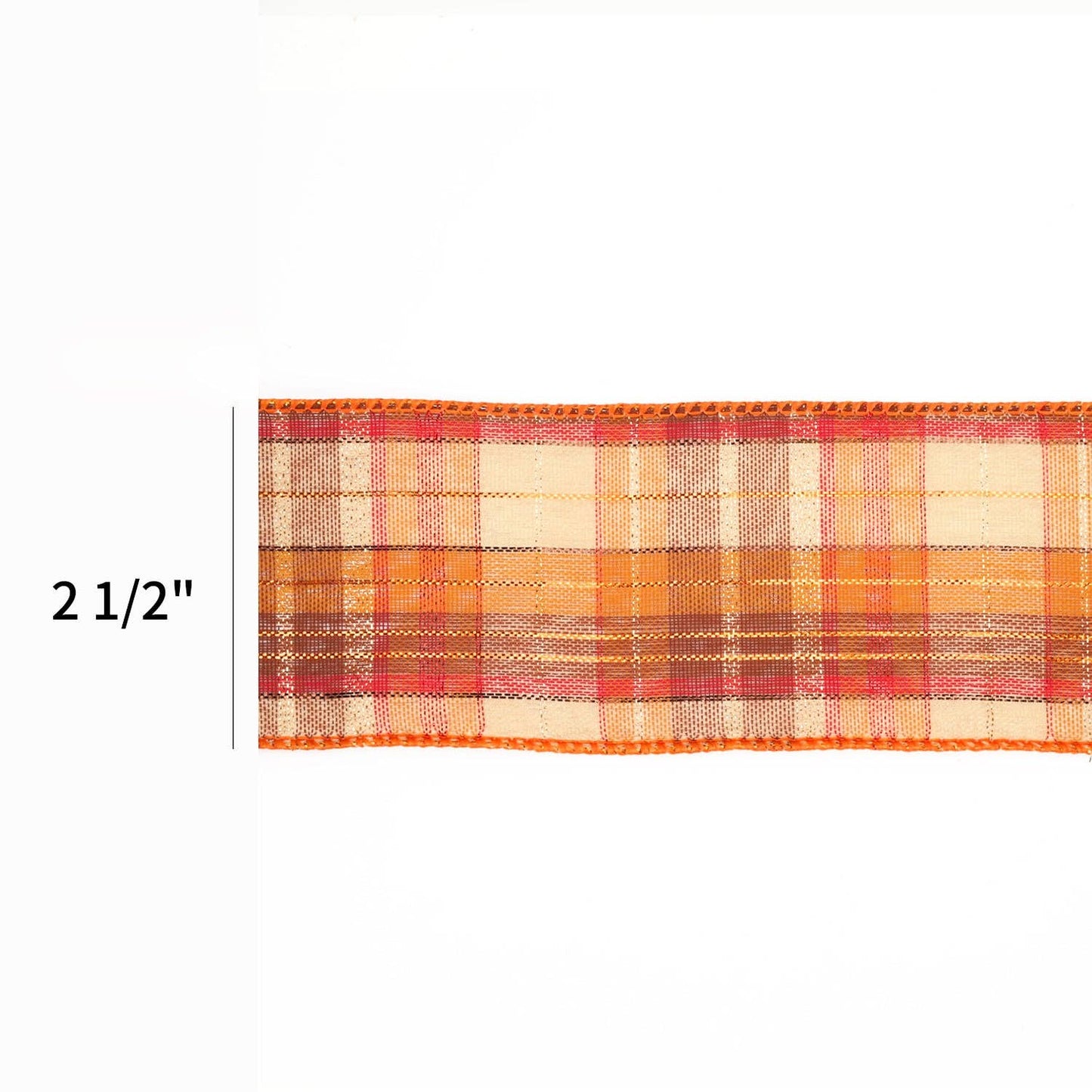 2 1/2" Wired Ribbon | "Plaid" Orange/Yellow | 10 Yard Roll