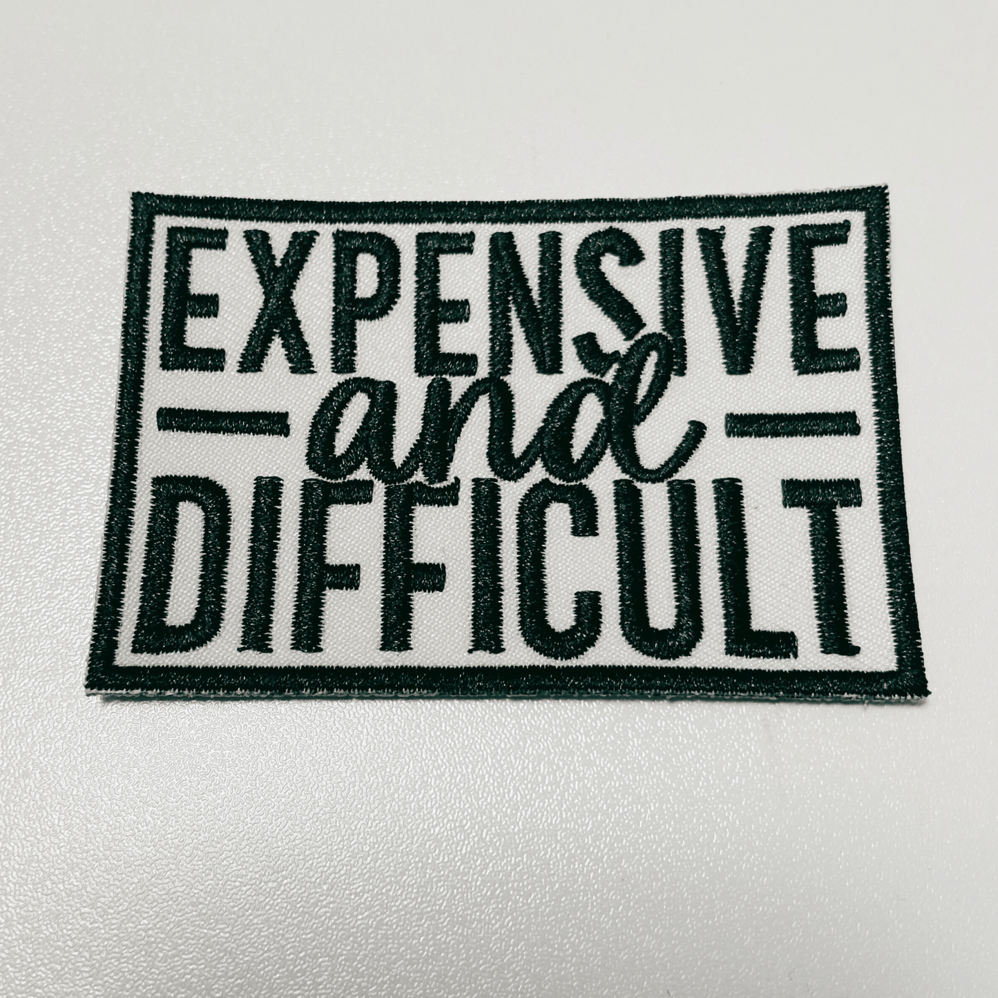 3" Expensive & Difficult in Black - Embroidered Hat Patch: BLACK - Bria Blair Creative