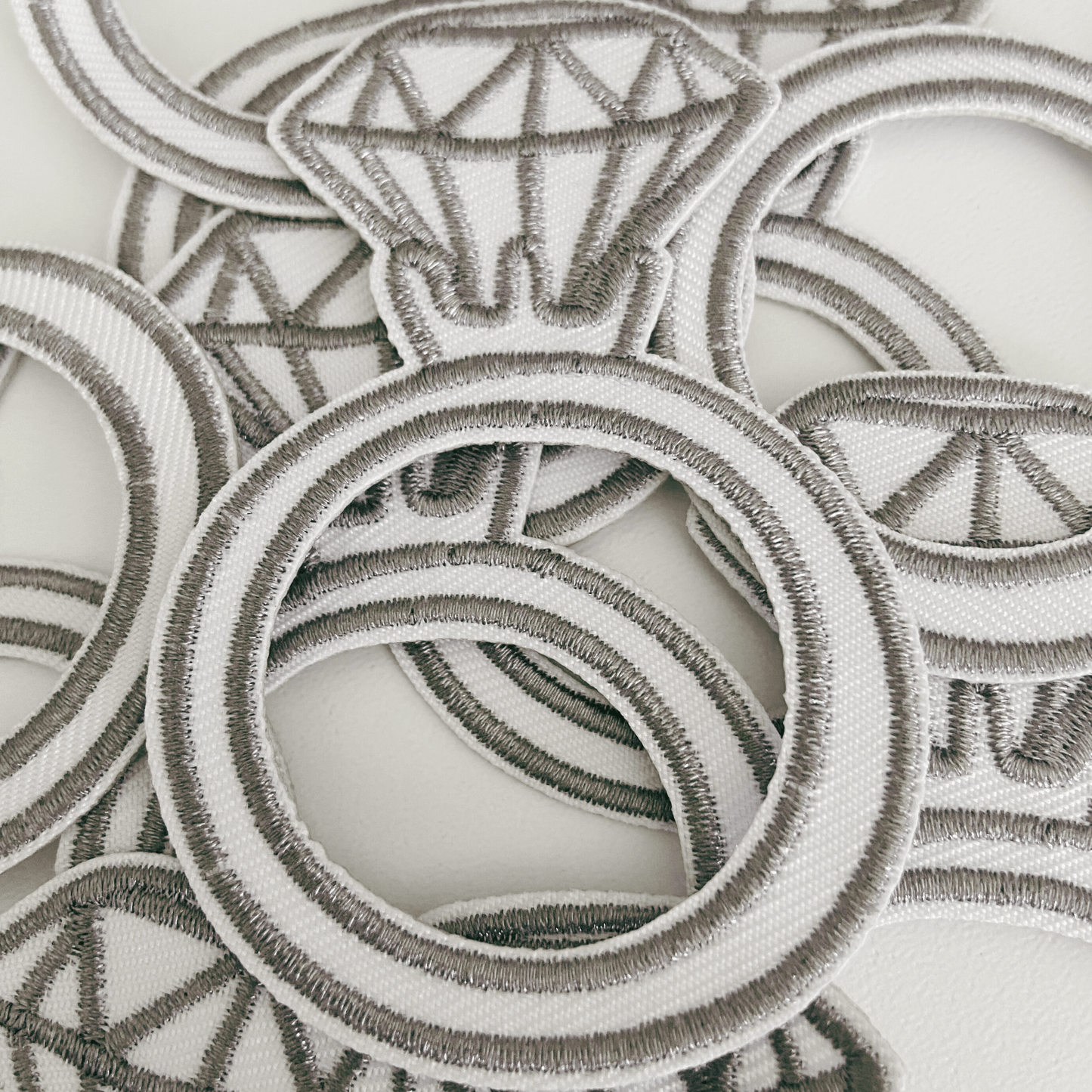 3" RING - Metallic Silver - Embroidered Hat Patch: QTY 1 - Bria Blair Creative