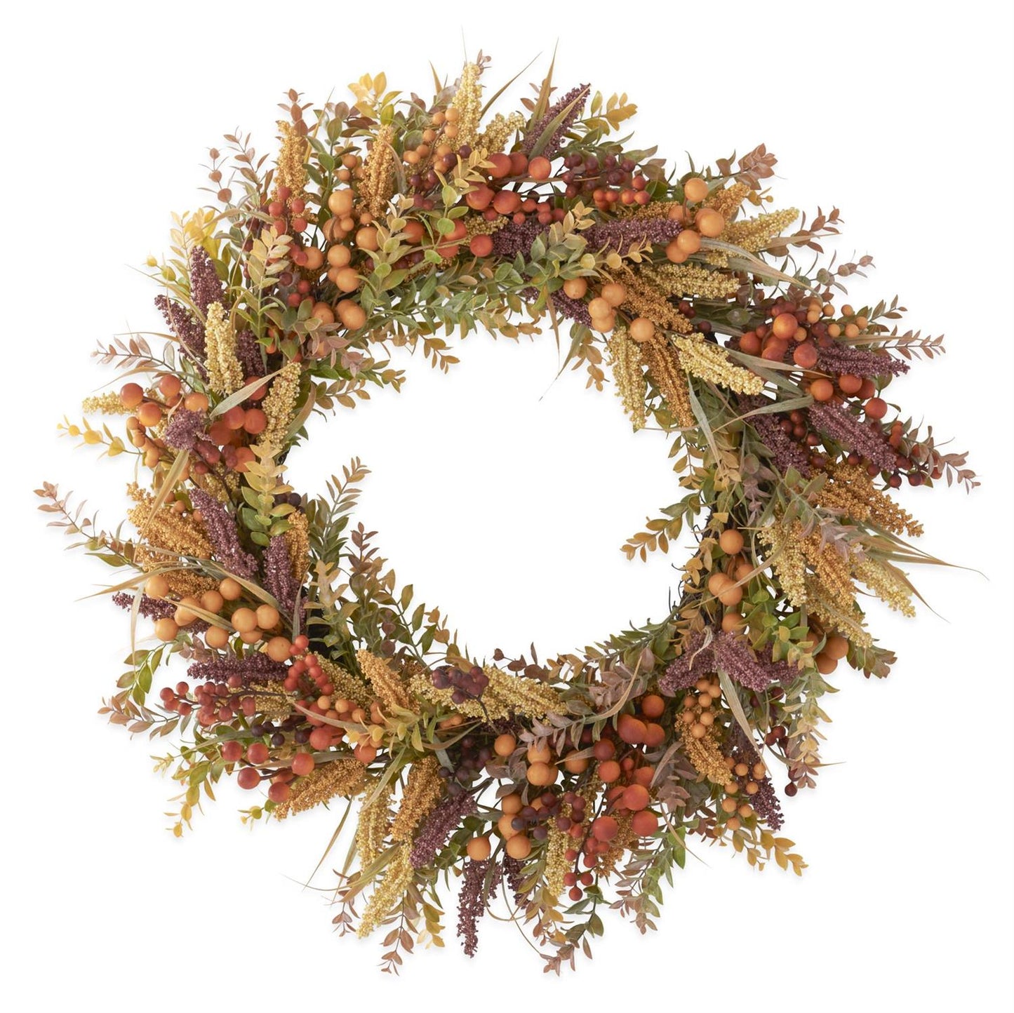 30 Inch Burgundy Cream Seed Berry Fall Foliage Wreath - Bria Blair Creative