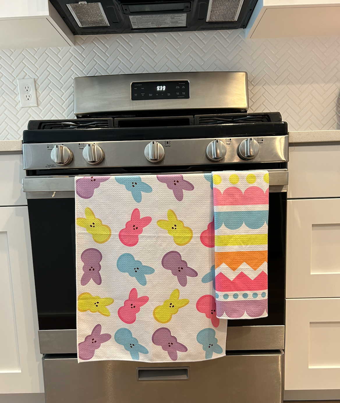 Easter Stripes Bloom Dish Towel