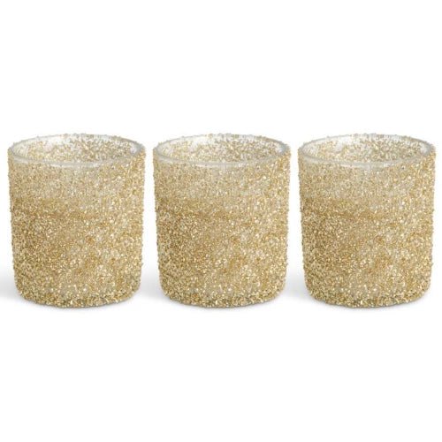 4" Filled Gold Textured Glass Votive Candles - Assorted Scents - Bria Blair Creative