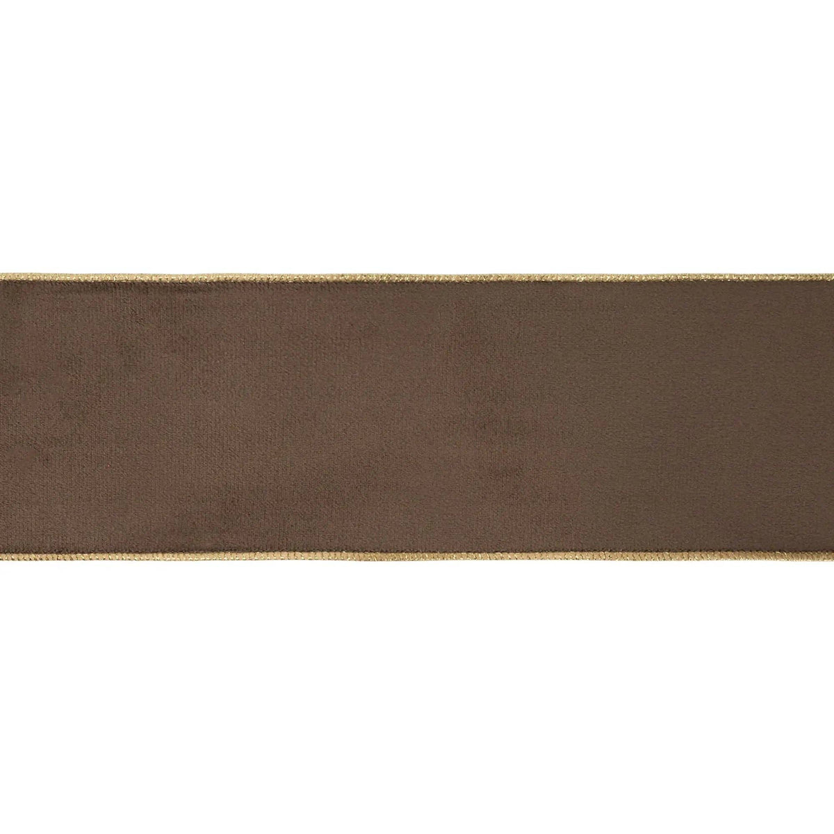 4" Reversible Classic Velvet Wired Ribbon | Brown w/ Gold Shimmer Satin Backing | 10 Yard Roll - Bria Blair Creative