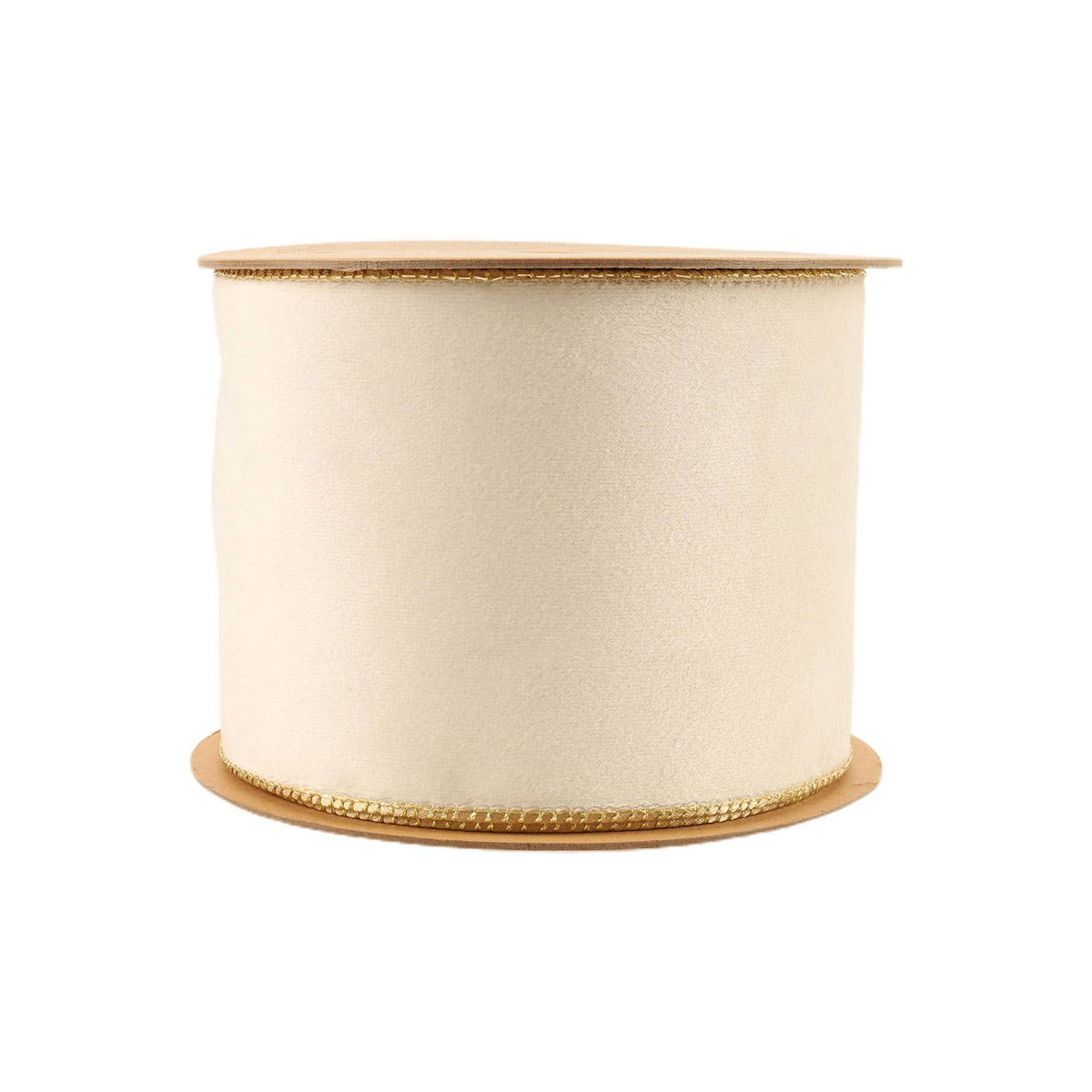 4" Reversible Classic Velvet Wired Ribbon | Ivory/Gold | 10 Yard Roll - Bria Blair Creative