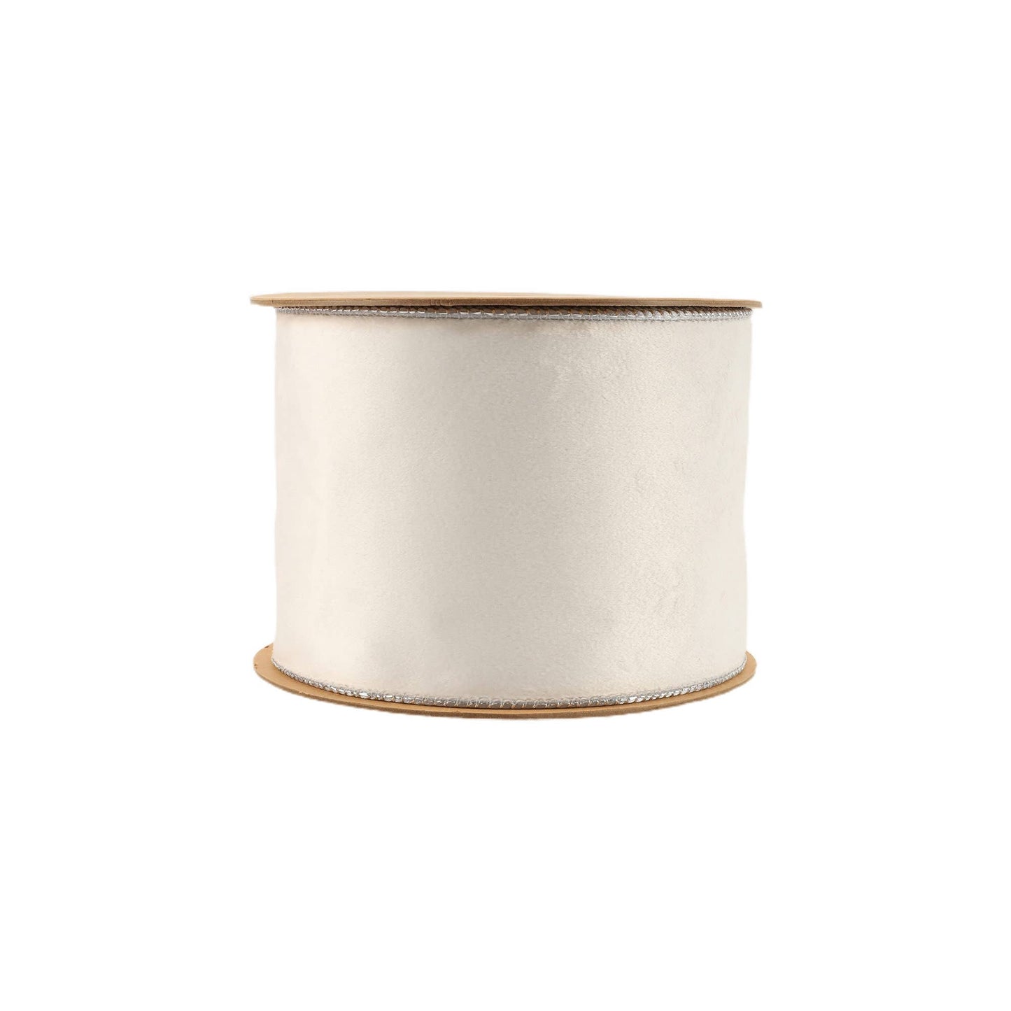 4" Reversible Classic Velvet Wired Ribbon | White/Silver | 10 Yard Roll - Bria Blair Creative