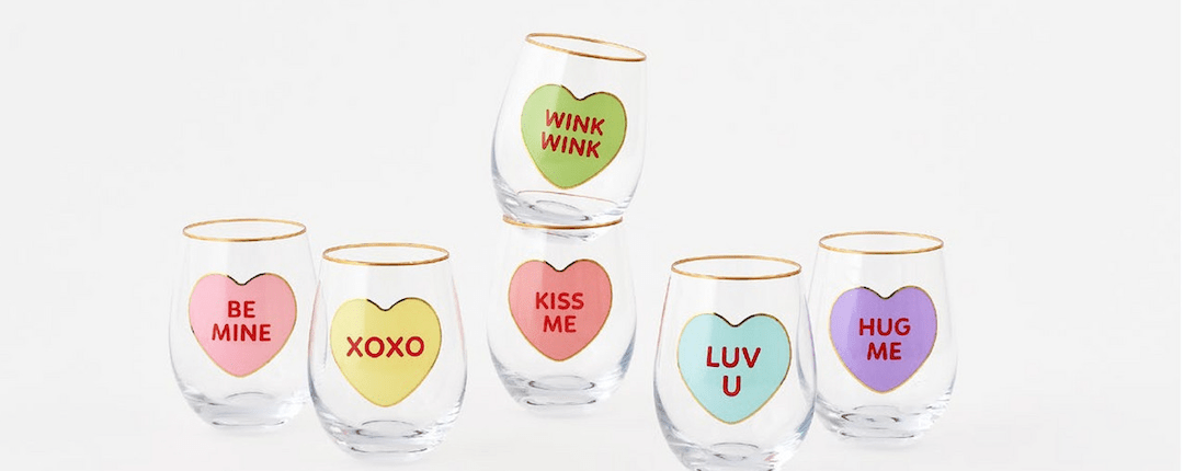 4.5" Conversational Hearts Wine Tumbler - 6 Assorted Styles - Bria Blair Creative