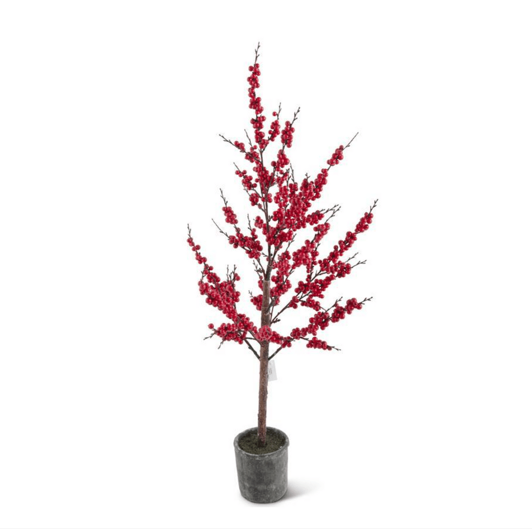 4.5 Foot Red Berry Tree in Pot - Bria Blair Creative