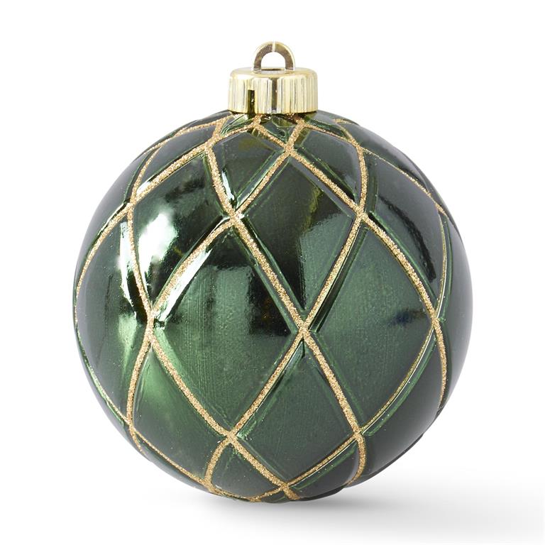 4.75" Green with Gold Glitter Shatterproof Ornament - Bria Blair Creative