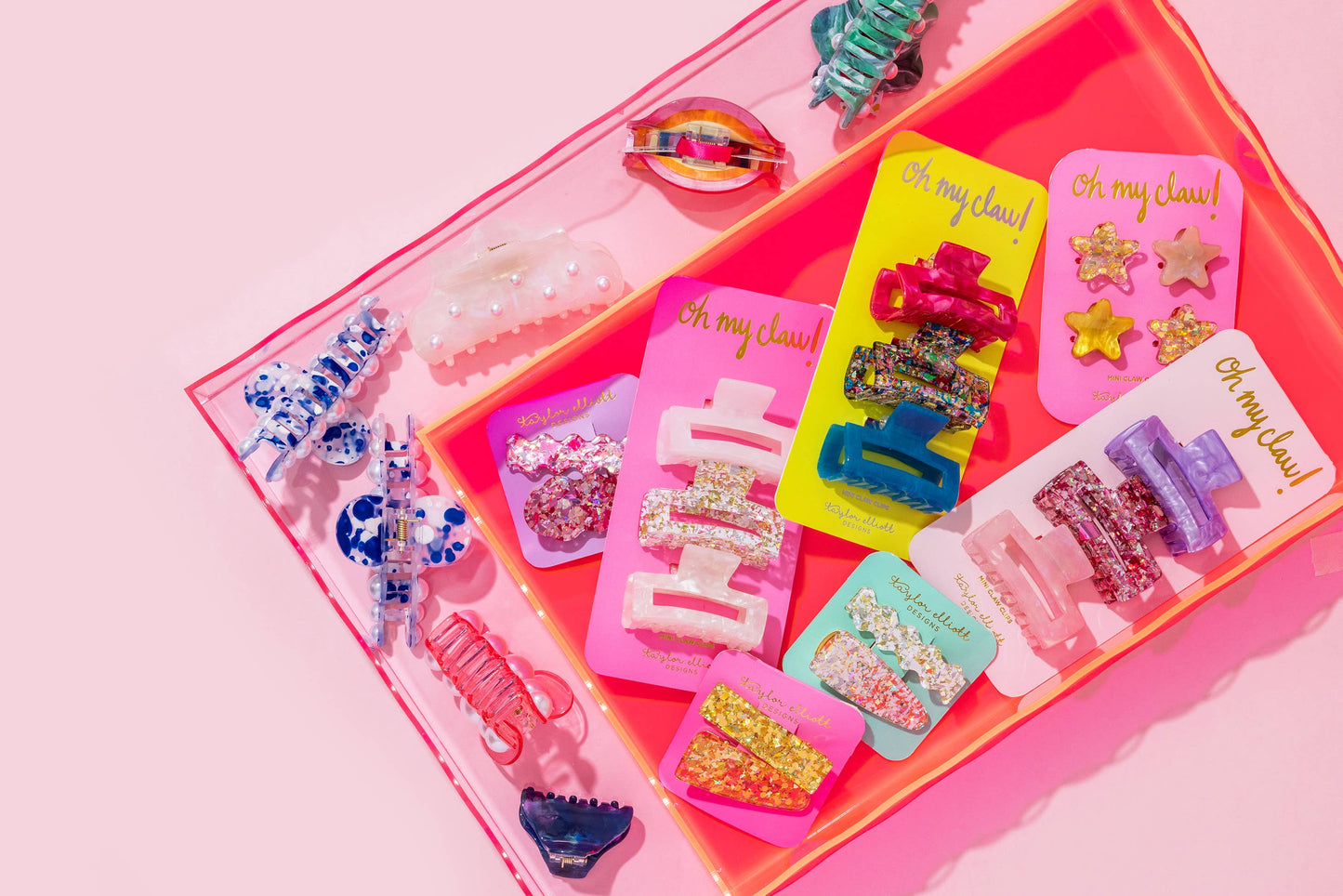 Claw Hair Clip Trio - Colorful Confetti / Blue / Deep Pink