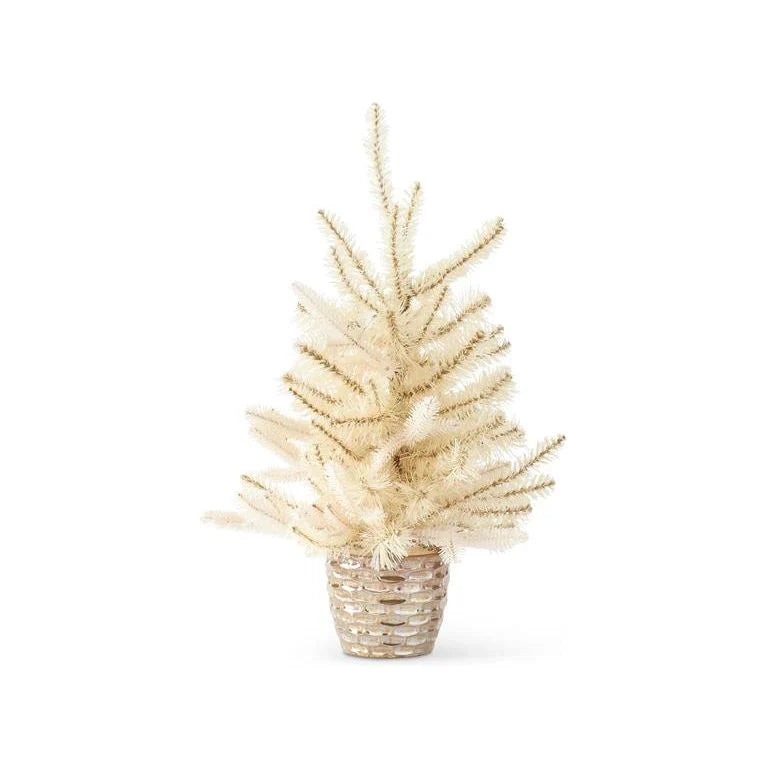 25" White & Brown Needle Christmas Tree