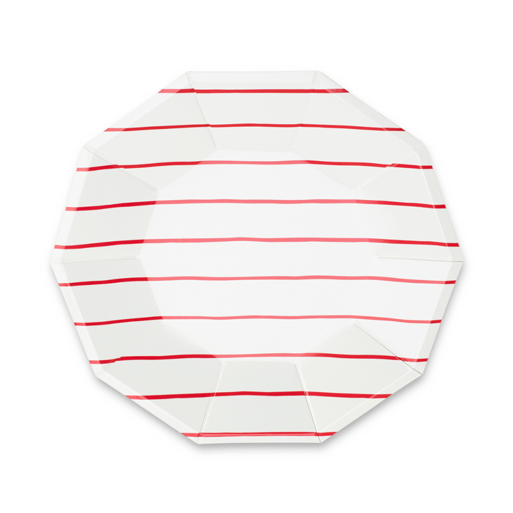 Frenchie Striped Large Plates - 8 Pk.: Candy Apple