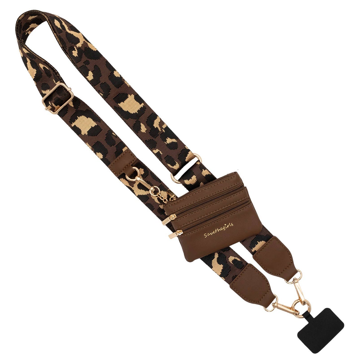 Clip & Go Crossbody Strap with Pouch - Leopard Collection: Pink/Black