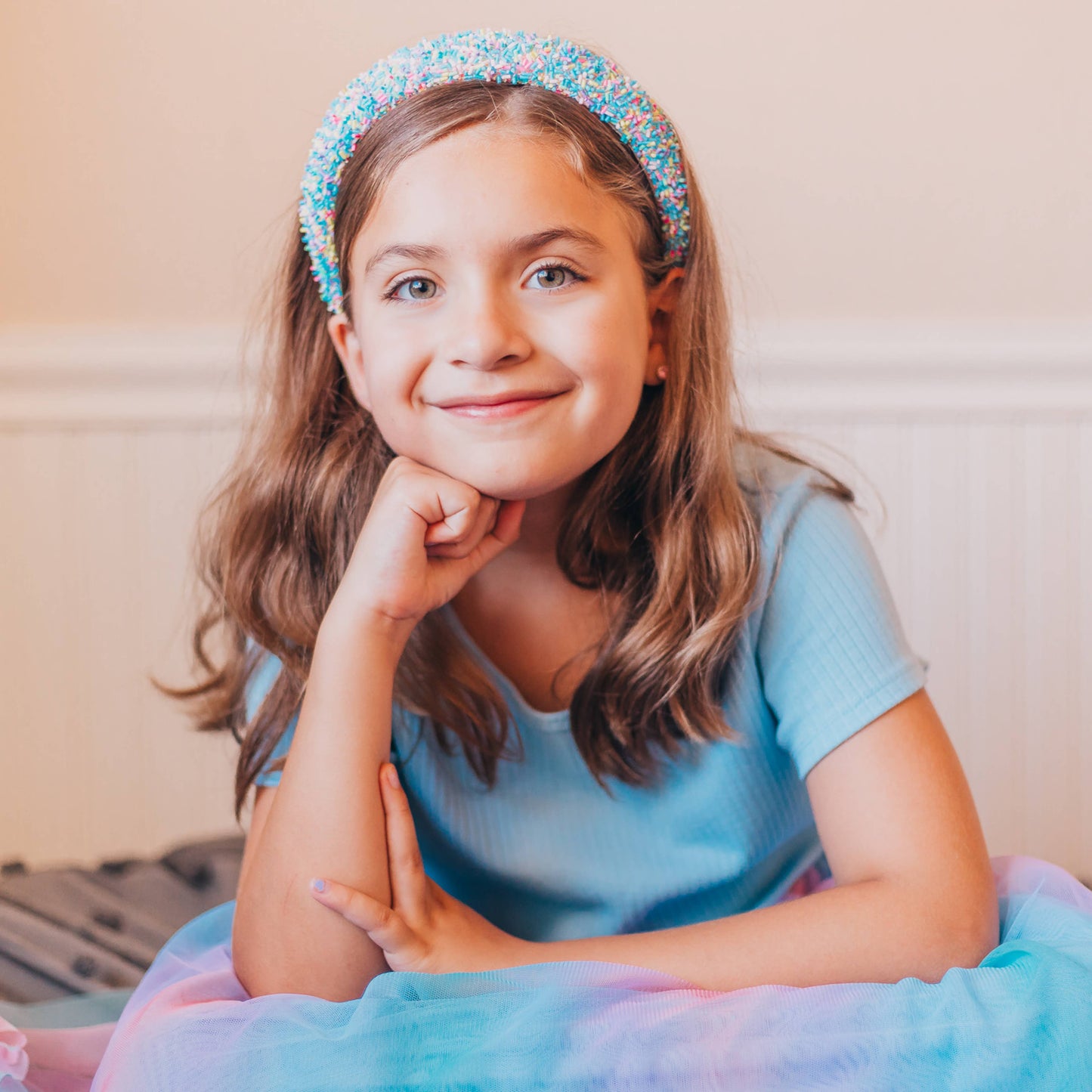 Padded Sprinkles Headband: Light Blue