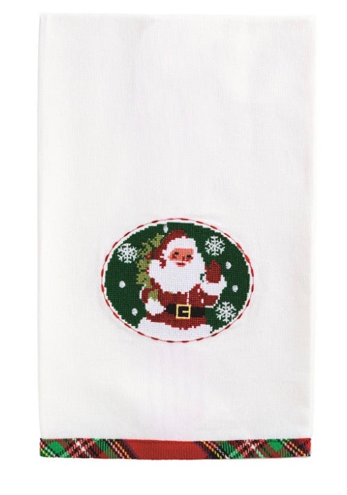 MudPie Santa needlepoint Xmas towel