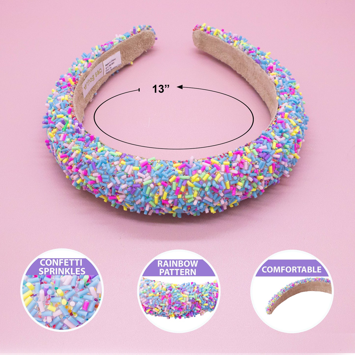 Padded Sprinkles Headband: Light Blue