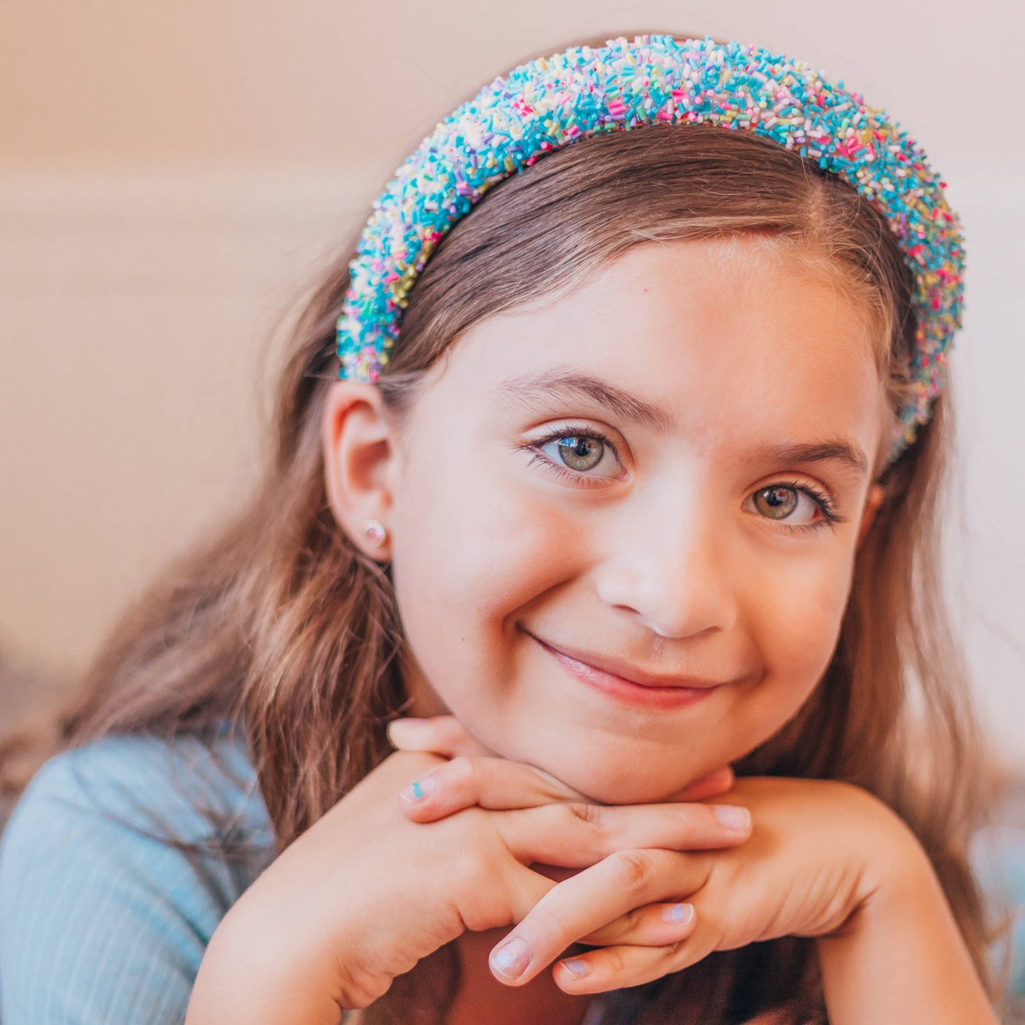Padded Sprinkles Headband: Light Blue