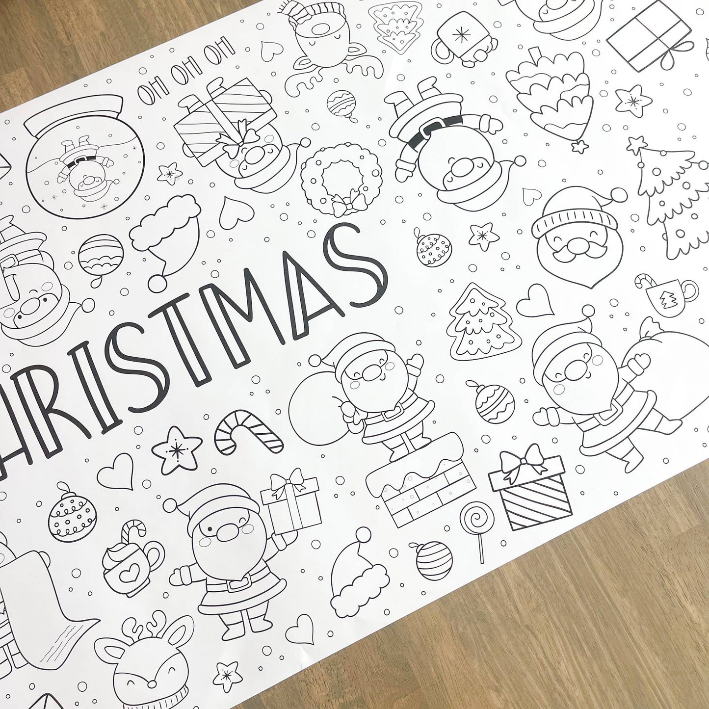 Santa Party Coloring Table Runner| Christmas Activity