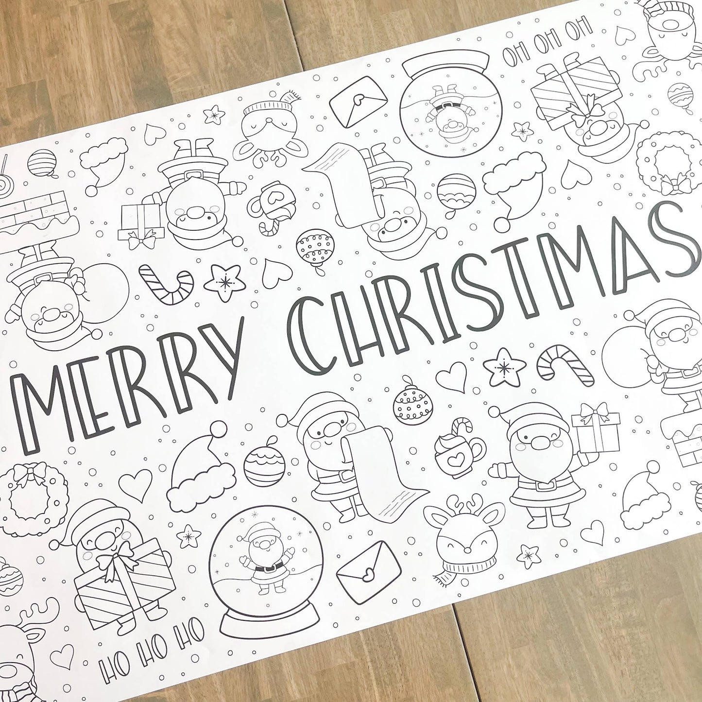 Santa Party Coloring Table Runner| Christmas Activity