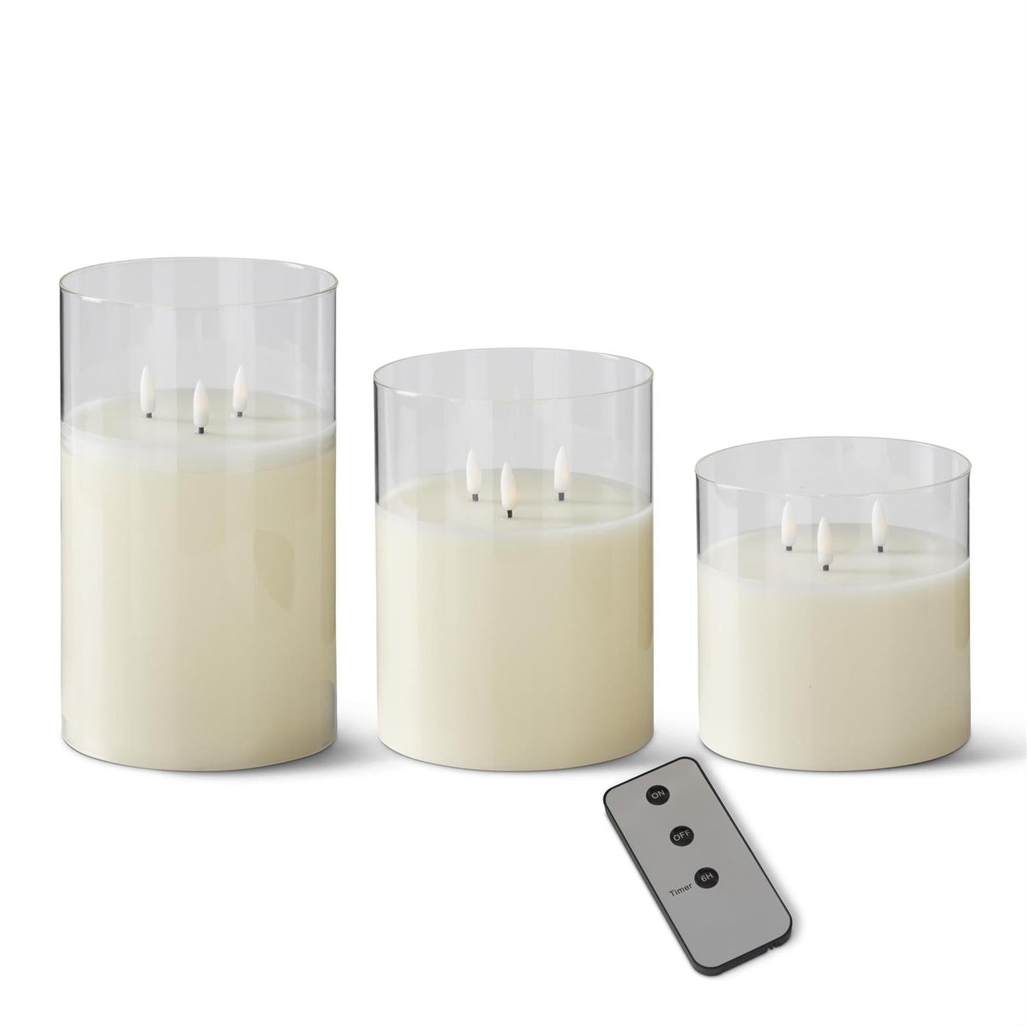 8" Ivory LED Flickering Candle in Glass Votive - Bria Blair Creative