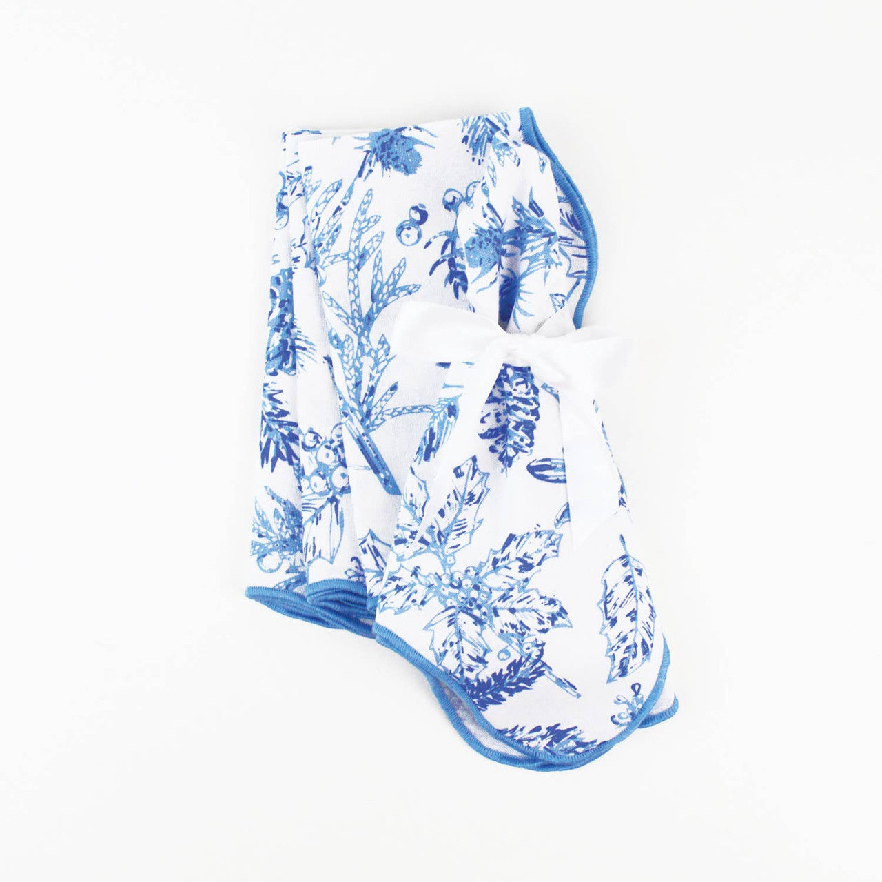 Scalloped Dinner Napkin - Blue Fall Foliage