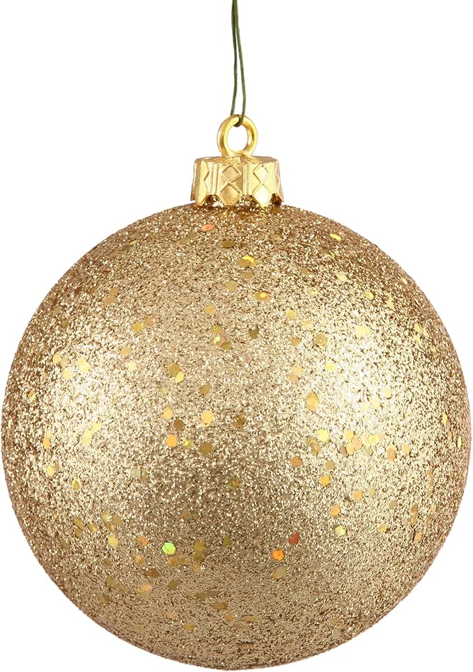 4.5" Gold Glittered Shatterproof Round Ornament