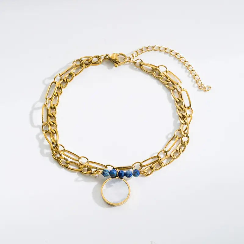 18K Gold Plated Bracelets with Stone and Chain: Style A