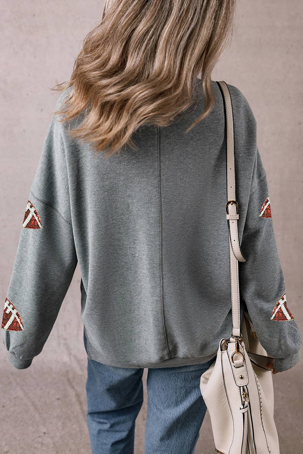 Small LDC Fall Clothing Rugby Drop Shoulder Pullover Sweatshirt: Grey