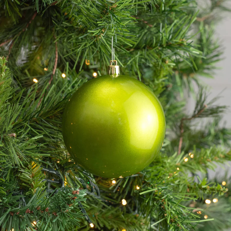 100mm Seamless Ball Ornament - 4 Pack - Apple Lime Green