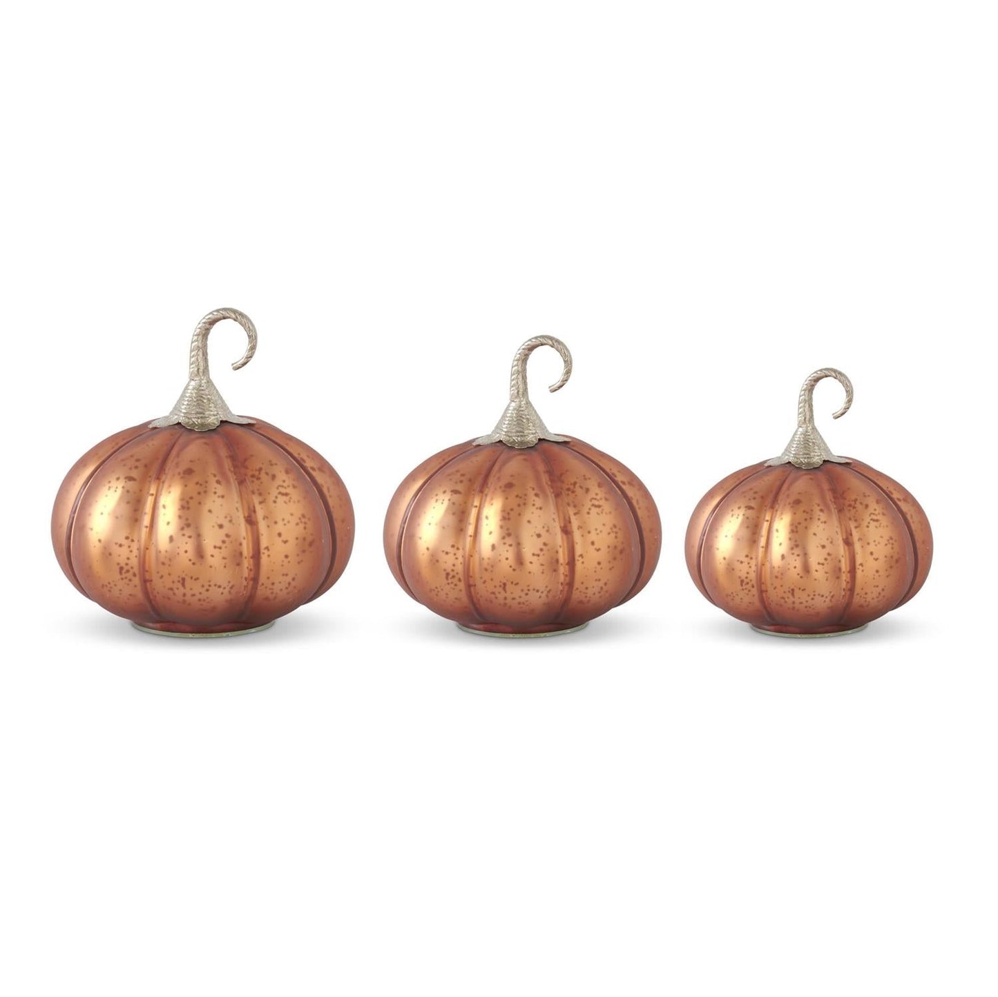 9 Inch Copper Glass Pumpkin w/Brass Stem - Bria Blair Creative