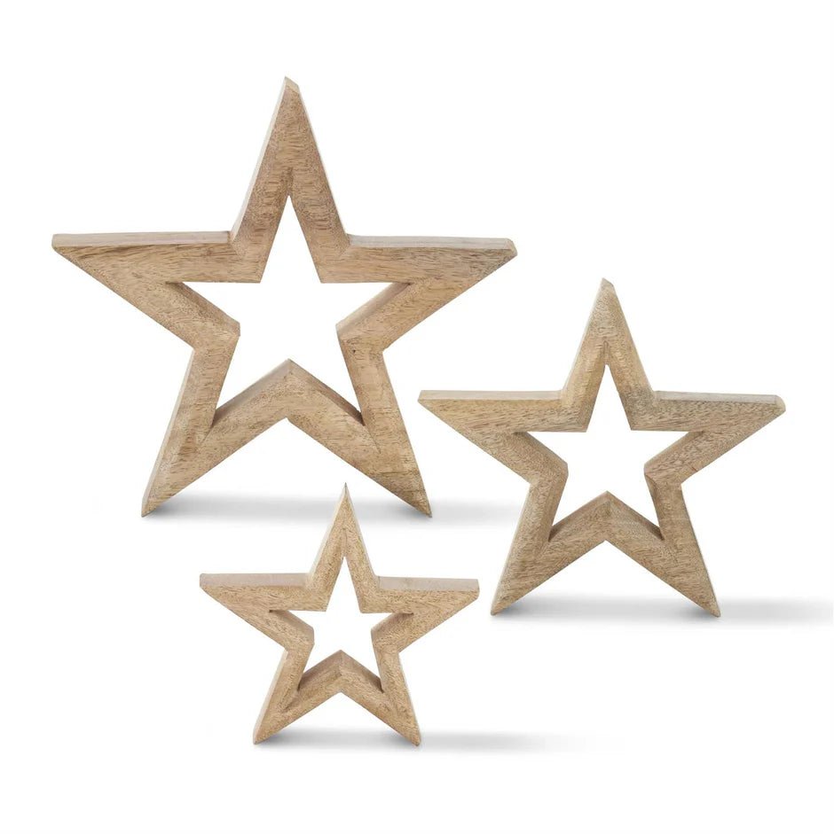 9" Mango Wood Stars with Cutout Centers - Bria Blair Creative