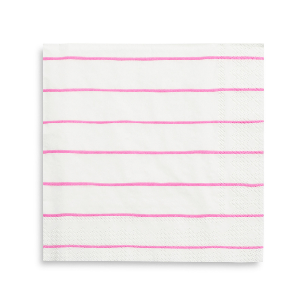 Frenchie Striped Large Napkins - 16 Pk.: Cerise