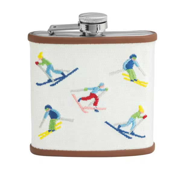 Tossed Ski Needle Point Flask