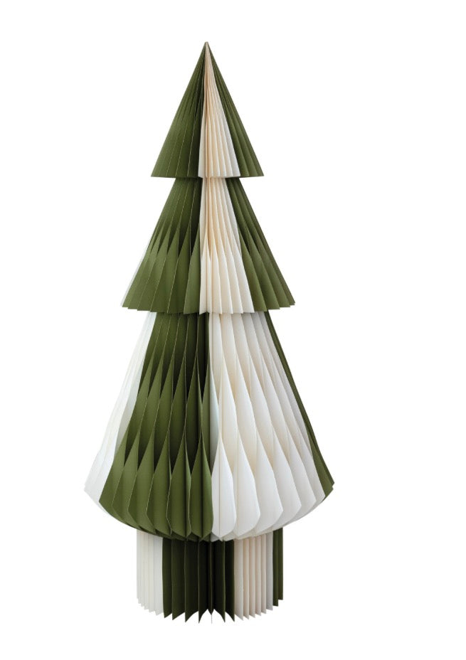 Handmade Recycled Paper Folding Honeycomb Tree with Gold Glitter Edges