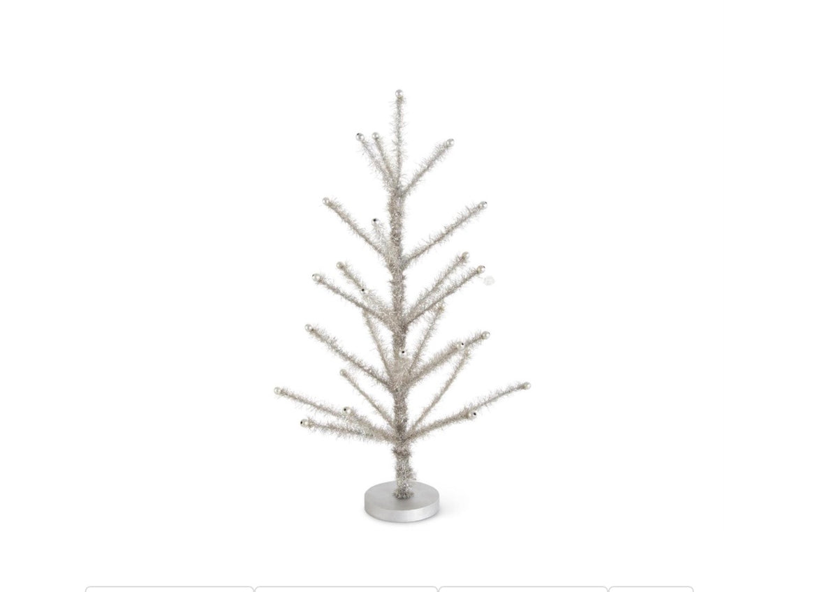 24.5 INCH PEWTER TINSEL TREE W/BEADED TIPS