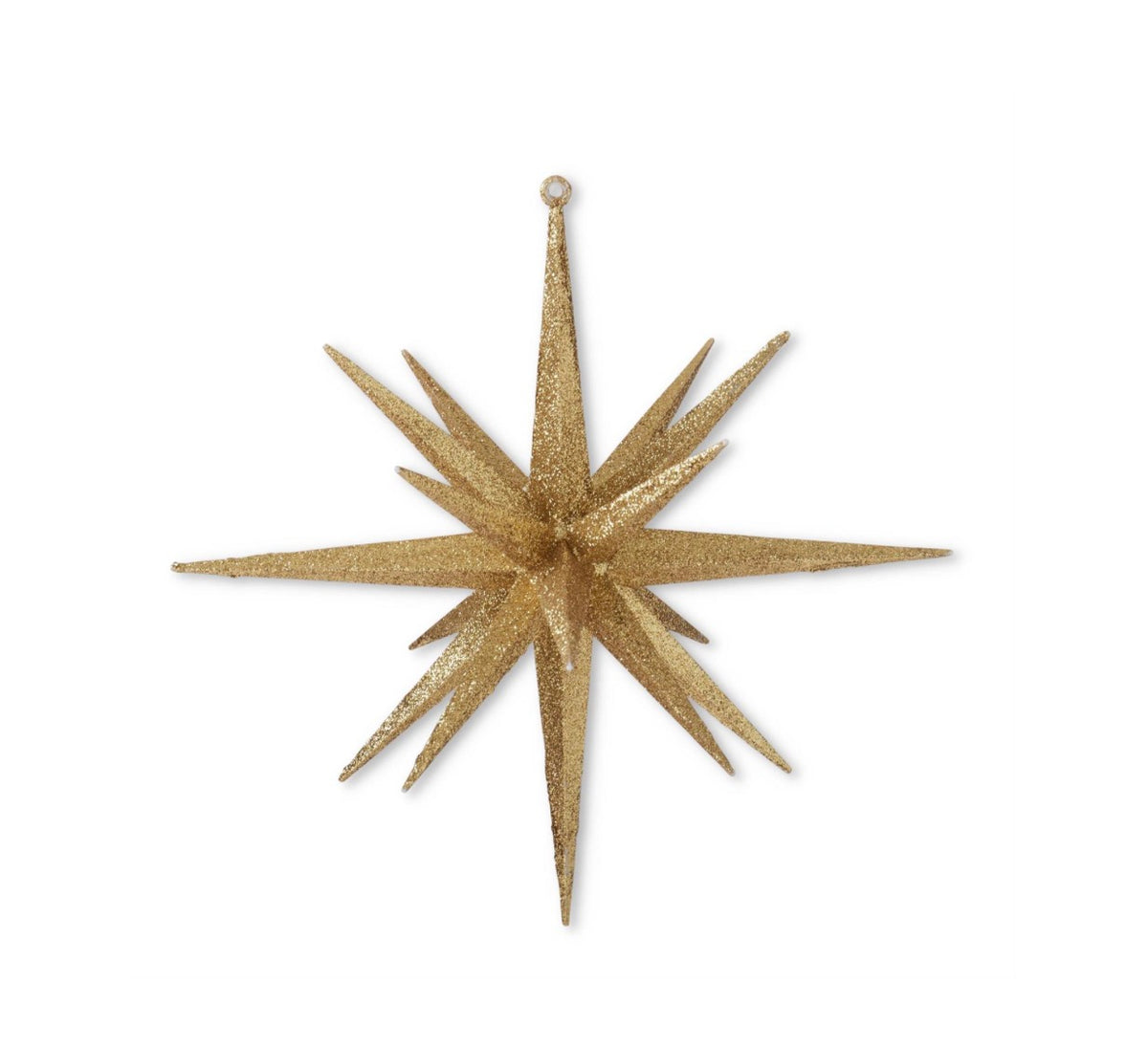 11 INCH MULTI-POINT GOLD GLITTERED STAR ORNAMENT