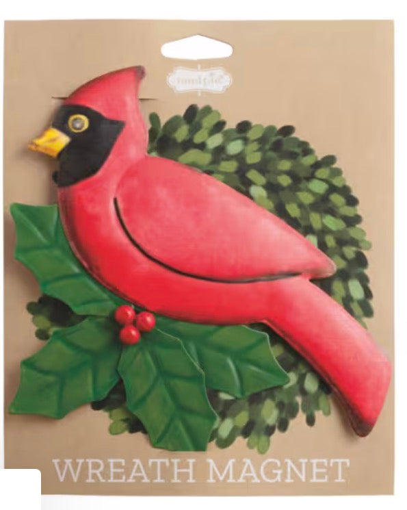 CARDINAL WREATH MAGNET. MUDPIE