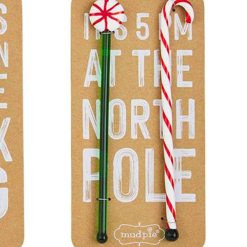MudPie Holiday Glass Peppermint Stirrers