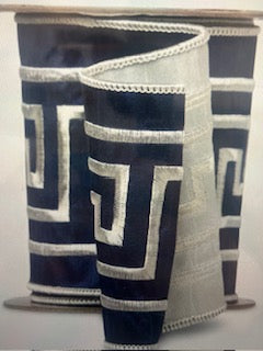 Greek Key Embroidered Pattern Ribbon