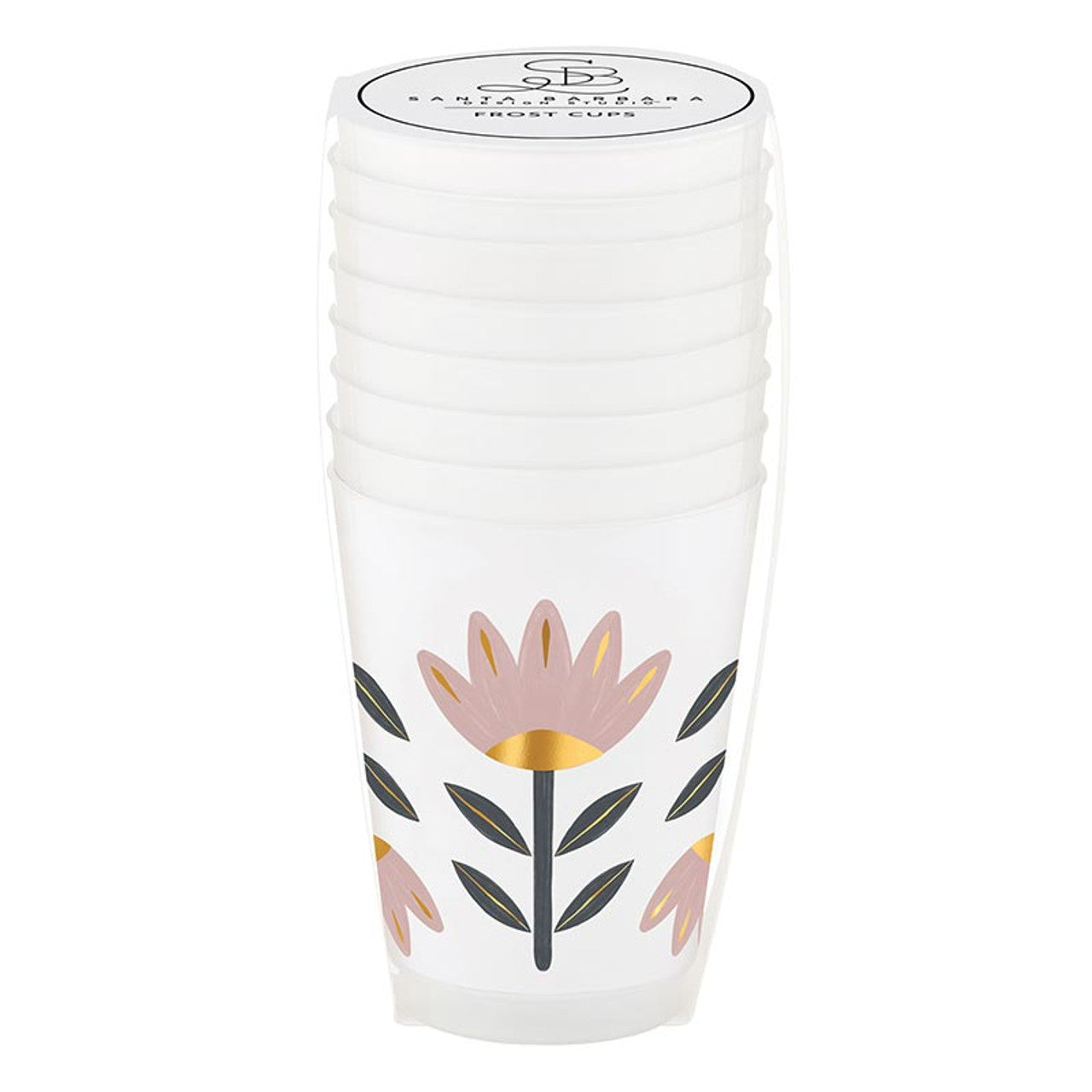 Gold Foil Frost Cups - Flowers - Set of 8
